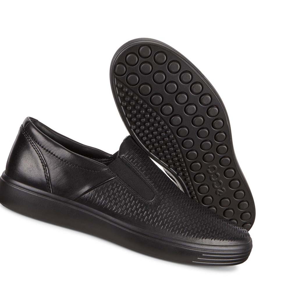 Men's Ecco Soft 7 Slip-on Sneakers Black | Canada 635WNB